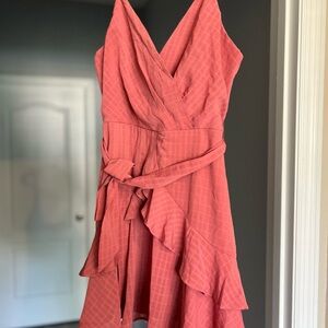 Trixxi Coral Asymmetrical Wrap Dress